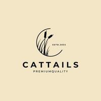 cattail ikon logotyp vektor symbol illustration design mall