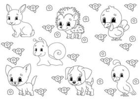 Malbuchseite für Kinder. tierisches Thema. Zeichentrickfigur. Vektor-Illustration isoliert auf weißem Hintergrund. vektor