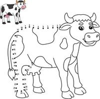 Punkt-zu-Punkt-Kuh-isolierte Malvorlagen für Kinder vektor