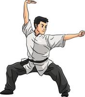 Kung-Fu-Cartoon farbige Clipart-Illustration vektor