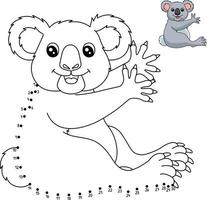 Punkt-zu-Punkt-Koala isolierte Malvorlagen für Kinder vektor