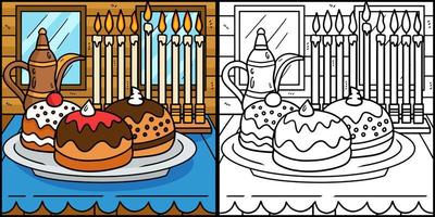 hanukkah Sufganiot med menora llustration vektor