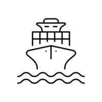 hav båt fartyg linje ikon. frakt marin behållare leverans linjär piktogram. frakt fartyg leverans svart översikt ikon. stor kryssning Yacht frakt. redigerbar stroke. isolerat vektor illustration.