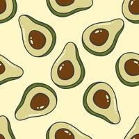 Avocado-Doodle umreißt nahtlose Musterillustration. hintergrund der organischen obst- und gemüseillustration. vektor