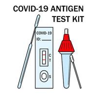 atk covid rapid antigen test kit anleitung illustration. Omicron epidemic personal pcr express test manual. symbole des covid-19-heimtestkits. vektor