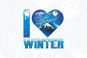 Ich liebe Winter-T-Shirt-Design vektor