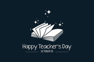 Lycklig lärarens dag hälsning kort. fira lärarens dag med bok ikon. vektor