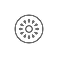 eps10 graues Vektor-Kiwi-Frucht-Symbol isoliert auf weißem Hintergrund. Chinesisches Stachelbeerhalbquerschnitts-Umrisssymbol in einem einfachen, flachen, trendigen, modernen Stil für Ihr Website-Design, Logo und Handy vektor