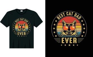 bester Katzenvater aller Zeiten Retro-Vintage-Vatertags-T-Shirt-Design vektor