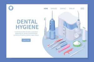 dental hygien isometrisk landning sida vektor