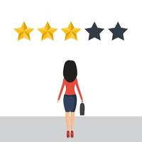 affärskvinna ger en 3-stjärnig recension vektor