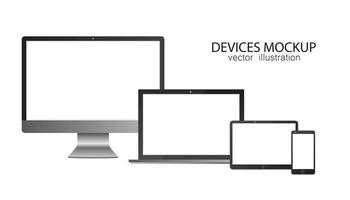 Satz Monitor, Tablet, Laptop, Smartphone vektor