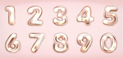 rosa metallisk lysande siffra symboler, isolerat siffror vektor