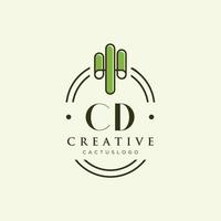 cd anfangsbuchstabe grüner kaktus logo vektor