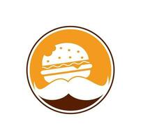 Schnurrbart-Burger-Logo-Symbolvektor. Burger mit Schnurrbart-Symbol-Logo-Konzept. vektor