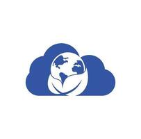 Globus Blatt Wolke Form Konzept Logo Symbol Vektor. Logo-Kombination aus Erde und Blatt. Planet und Öko-Symbol oder Symbol vektor