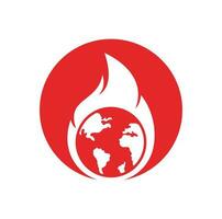 Feuer Planet Vektor-Logo-Design-Vorlage. Design von Feuer- und Erdikonen. vektor