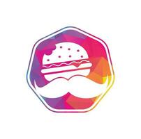 Schnurrbart-Burger-Logo-Symbolvektor. Burger mit Schnurrbart-Symbol-Logo-Konzept. vektor