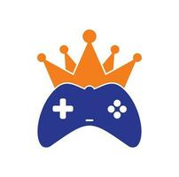 Game King-Logo-Icon-Design. Gamepad-König-Logo-Vektor-Design-Illustration. Spiel Krone Joystick-Symbol Logo-Vorlage vektor