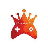 Game King-Logo-Icon-Design. Gamepad-König-Logo-Vektor-Design-Illustration. Spiel Krone Joystick-Symbol Logo-Vorlage vektor