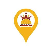 burger king gps form konzept vektor logo design. Burger mit Kronensymbol-Logo-Konzept.