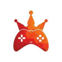 Game King-Logo-Icon-Design. Gamepad-König-Logo-Vektor-Design-Illustration. Spiel Krone Joystick-Symbol Logo-Vorlage. vektor