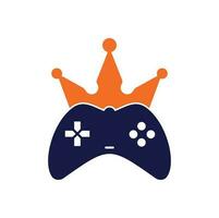 Game King-Logo-Icon-Design. Gamepad-König-Logo-Vektor-Design-Illustration. Spiel Krone Joystick-Symbol Logo-Vorlage. vektor