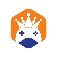 Game King-Logo-Icon-Design. Gamepad-König-Logo-Vektor-Design-Illustration. Spiel Krone Joystick-Symbol Logo-Vorlage vektor