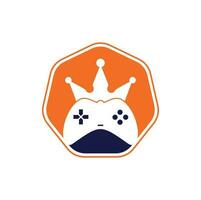 Game King-Logo-Icon-Design. Gamepad-König-Logo-Vektor-Design-Illustration. Spiel Krone Joystick-Symbol Logo-Vorlage. vektor