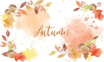 Aquarell abstrakter Hintergrund Herbstrahmenkollektion mit saisonalen Blättern. handgemalte Aquarell-Naturkunst, perfekt für Ihren gestalteten Header, Banner, Web, Wand, Karten usw. vektor