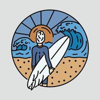 surfen auf dem guten meer mit guter wellengrafik illustration vektorkunst t-shirt design vektor