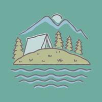 Camping im T-Shirt-Design der grafischen Illustrationsvektorkunst der guten Natur vektor