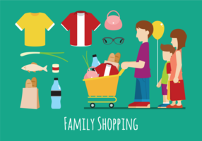 Illustration der Familie Shopping-Vektoren vektor