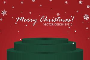 Weihnachtsdesignhintergrund mit rotem Hintergrund und grünem Bühnenständer vektor