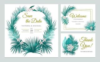 Hochzeitseinladungskartendesign, Dankeschön-Etikett, Save-the-Date-Karte. vektor