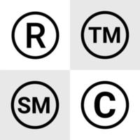 Marken-Copyright-Symbol-Logo. Symbol für das Register des Markenzeichenkreises für geistiges Eigentum vektor