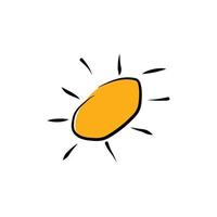 Sol logotyp. hand dragen Sol. gul Sol med svart strålar. eps10 vektor