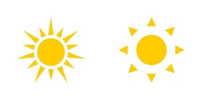 två gul Sol ikoner isolerat på vit bakgrund. Sol ikoner. eps10 vektor