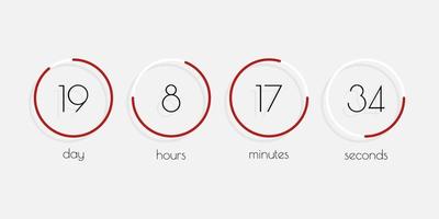 Zeitabbildung. Tag, Stunde, Minuten, Sekunden. Flip-Countdown-Timer. Vektoruhrzähler mit Schatten im flachen Stil. Folge10 vektor