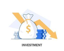 investering analys begrepp banner, finansiell planering, data analys koncept, företag begrepp för marknadsföring ,analys och brainstorm, platt design ikon vektor illustration