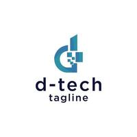 d-tech logotyp ikon vektor bild