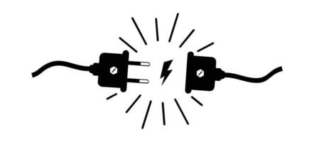 Vektor elektrischer Stecker und Steckdose ausgesteckt. kabel der energietrennvektorillustration