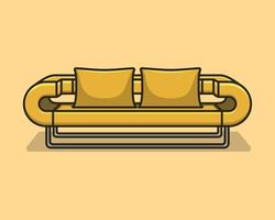 modern bekväm eleganta yelloe tyg soffa med grå ben på grön bakgrund med skugga. gul interiör, showroom, enda bit av möbel. vilyura, sammet soffa. lyx soffa främre se vektor