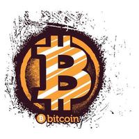 Bitcoin-Design. Kann für T-Shirt-Druck, Tassendruck, Kissen, Modedruckdesign, Kinderbekleidung, Babyparty, Gruß und Postkarte verwendet werden. T-Shirt-Design vektor