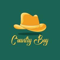 Country Boy Hat Vector Illustration oder Hutmacher-Vektorsymbol des Hutschneider-Ateliers oder Hutschneiderei