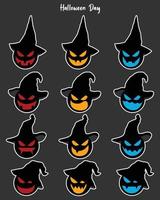 uppsättning av halloween färgrik söt spöken tecken annorlunda ansikten. vektor