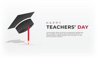 Happy Teachers' Day Social Media Banner Designvorlage mit Bildungselementen vektor