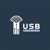 uSB och trådlös signal för wiFi modem logotyp vektor