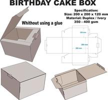 fint födelsedag syrlig låda. de botten låda är tillverkad med låsa det är är lätt till montera och lätt till öppen när tar de kaka. Lycklig födelsedag vektor