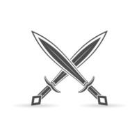 Symbol für gekreuzte Schwerter. Waffenabzeichen-Logo-Element vektor